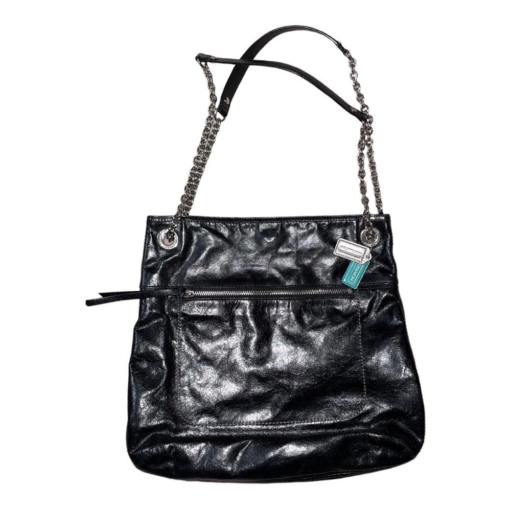Coach Convertible Black Patent Chain Bag